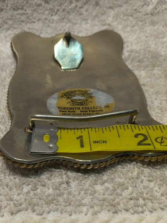 Women Pole Racing Belt Buckle ADM Gold Banners Silver Engraved Great VIntage main image 7